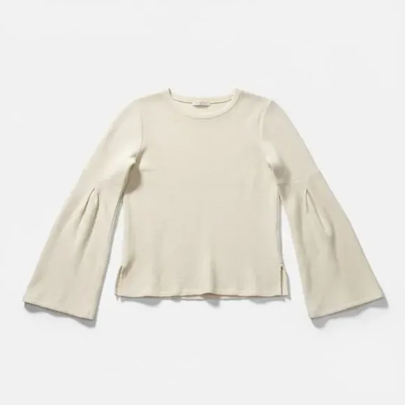 Madewell White Cotton Blend Bell-Sleeve Sweater X-small - Picture 6 of 9